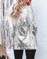 Sequin Cardigan Fashion Coat