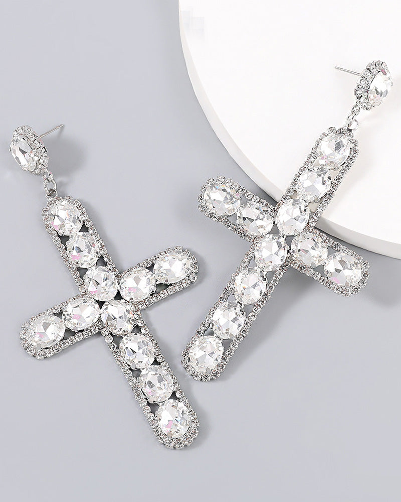 Crystal Cross Earrings