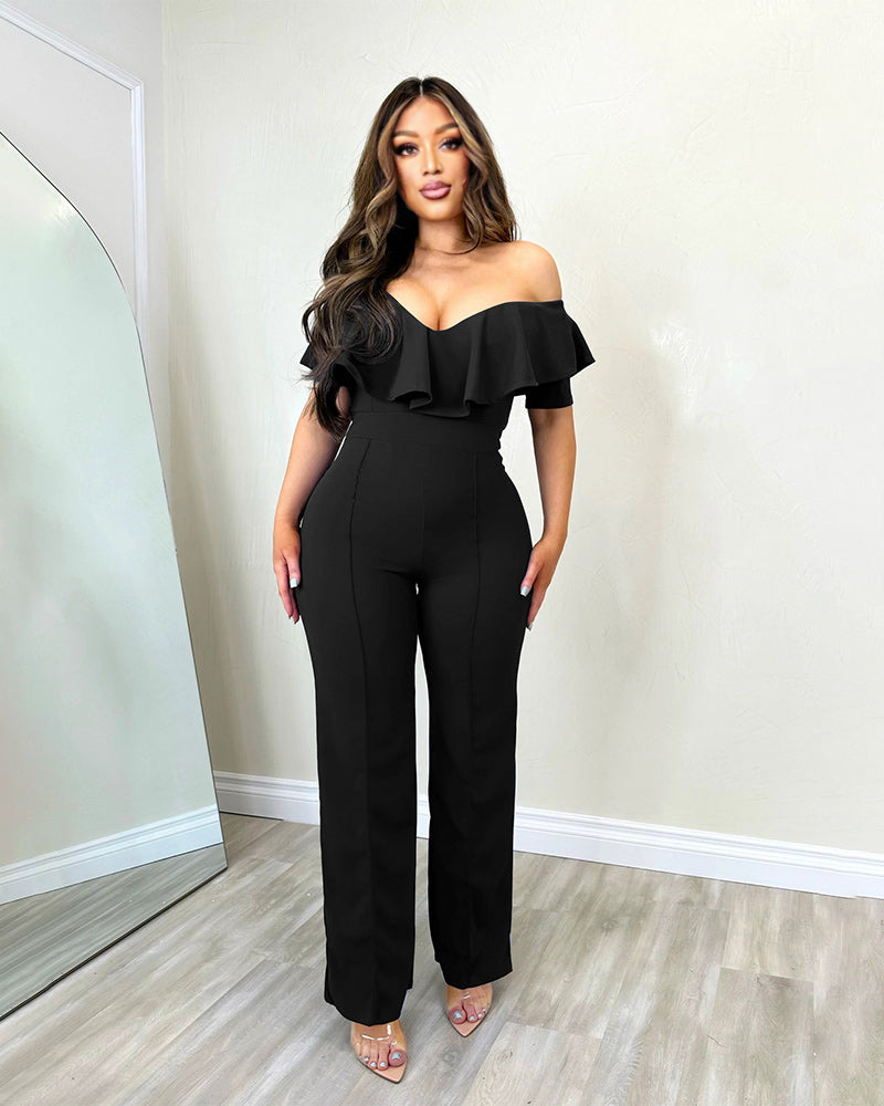 Ruffle Slim Waist Jumpsuit