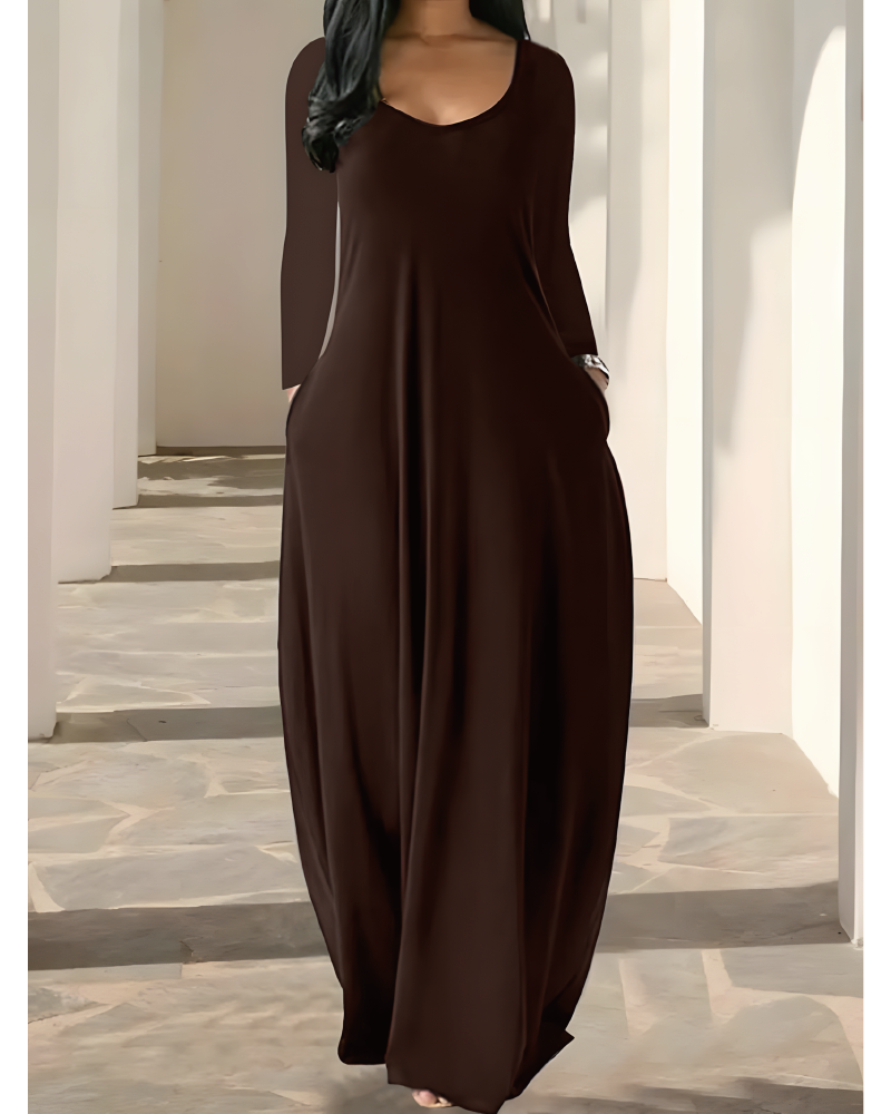 Solid Color Pocket Lounge Dress
