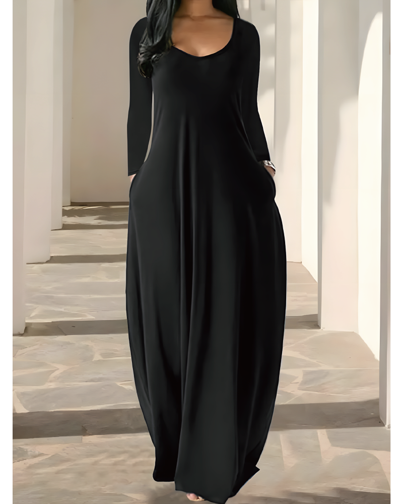 Solid Color Pocket Lounge Dress