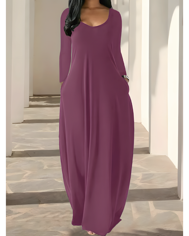 Solid Color Pocket Lounge Dress