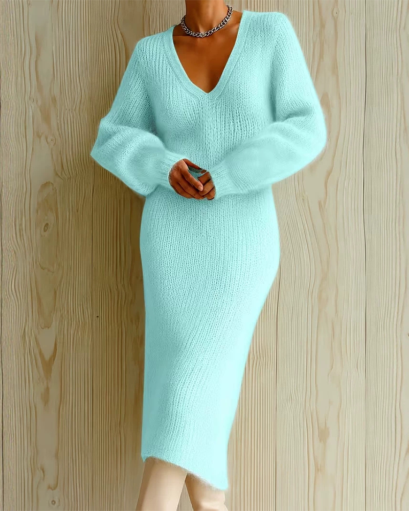 Cozy Season Puff Sweater Dress