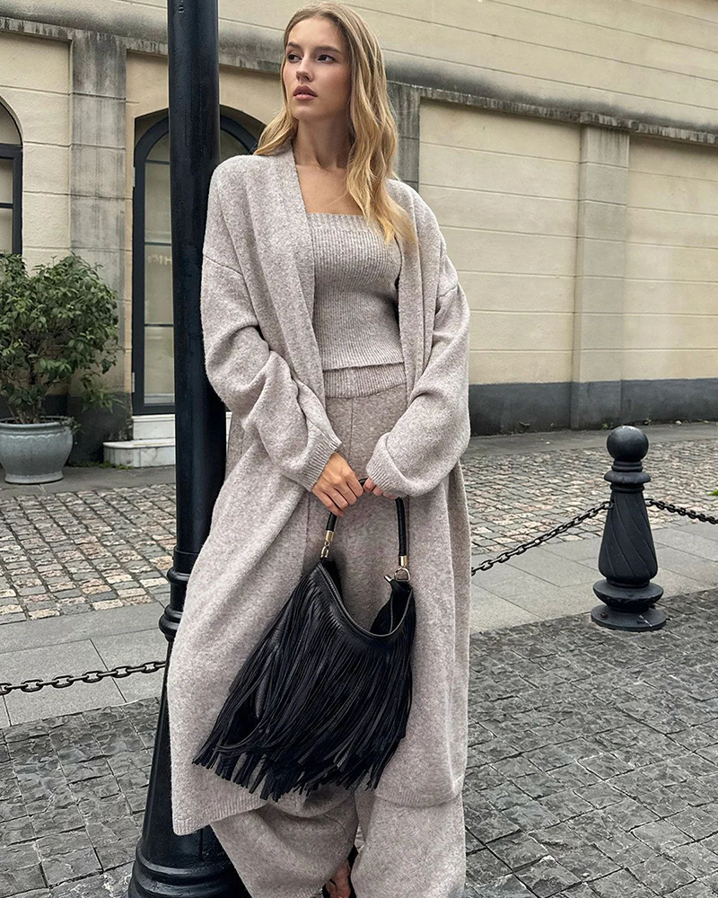 The Elegant Knit 3 Piece Cardigan Lounge Set