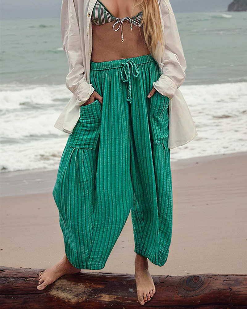Stripe Ease Cropped Pants