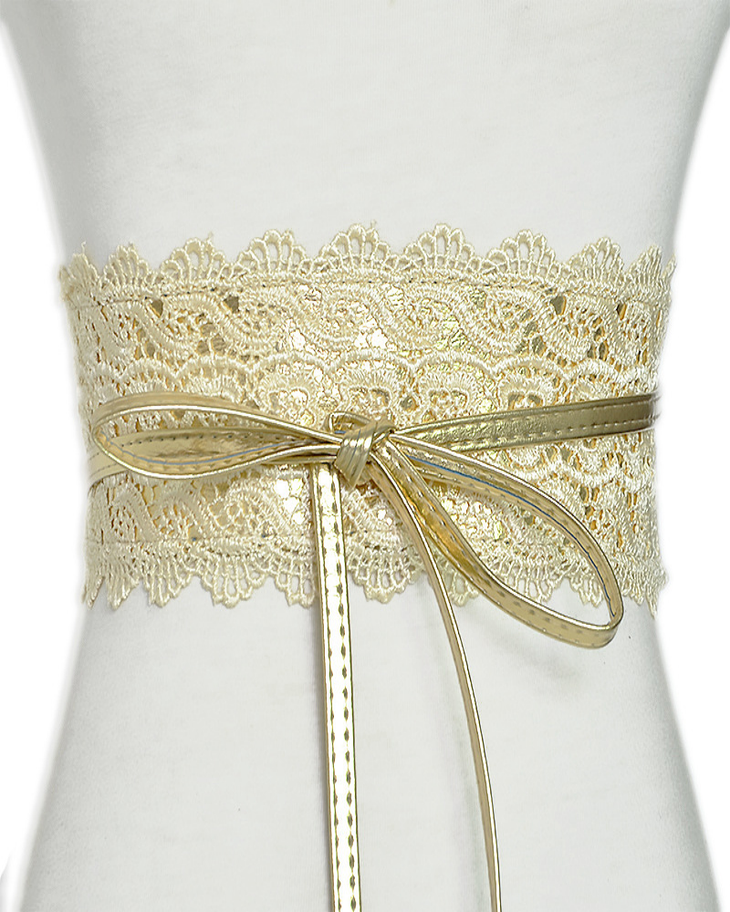 Lace trimmed wide waistband