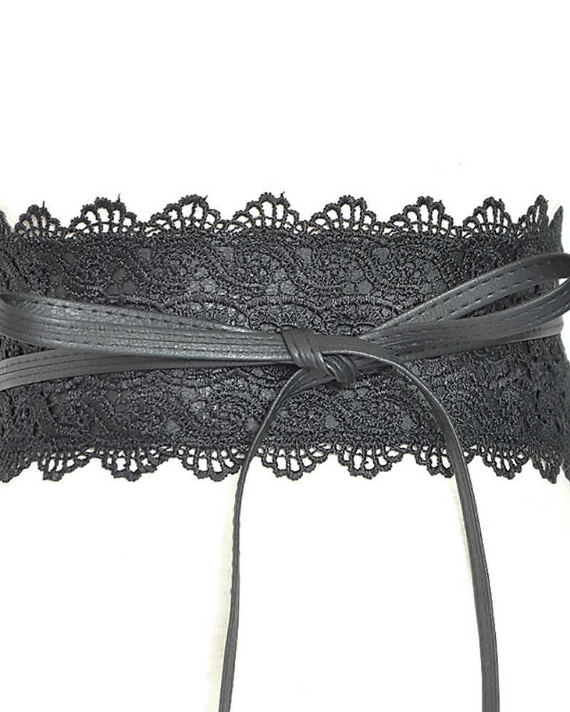 Lace trimmed wide waistband