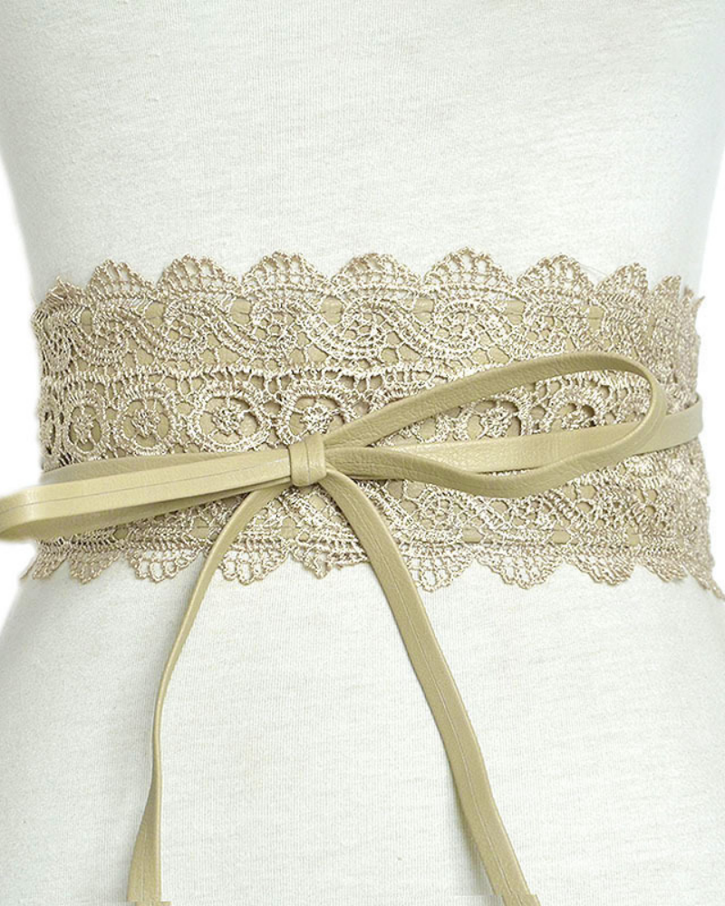 Lace trimmed wide waistband