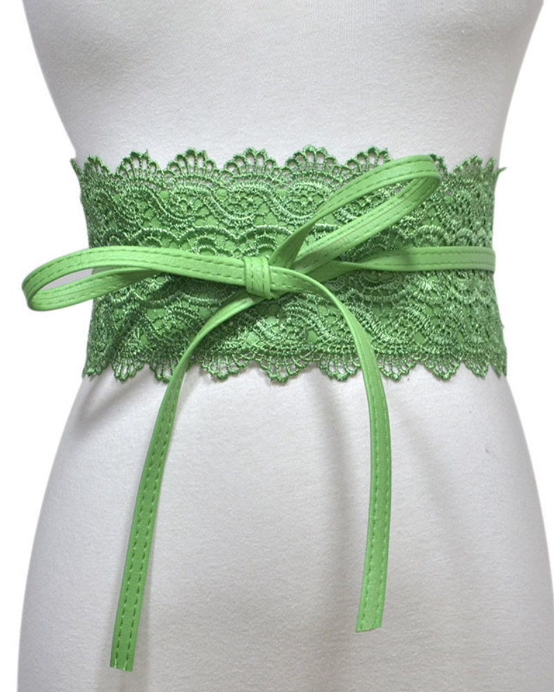 Lace trimmed wide waistband