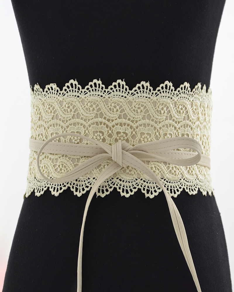 Lace trimmed wide waistband