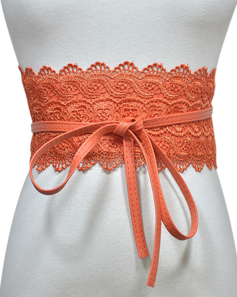 Lace trimmed wide waistband