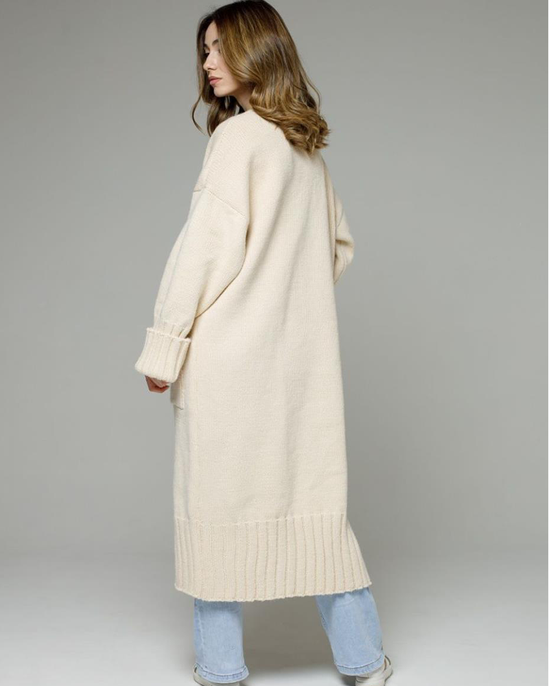 Textured Knit Long Cardigan