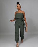 Pocket Design Belted Bandeau Jumpsuit