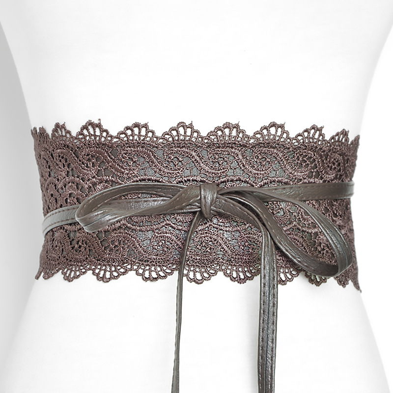 Lace trimmed wide waistband