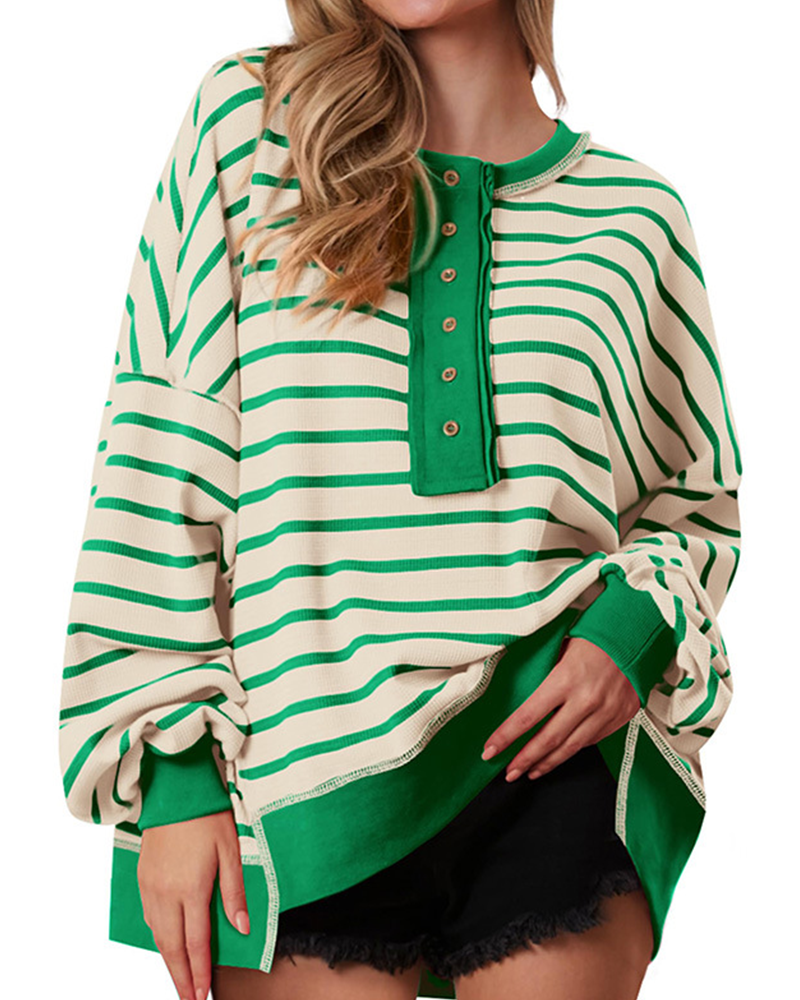 Parisian Stripe V-Neck Pullover