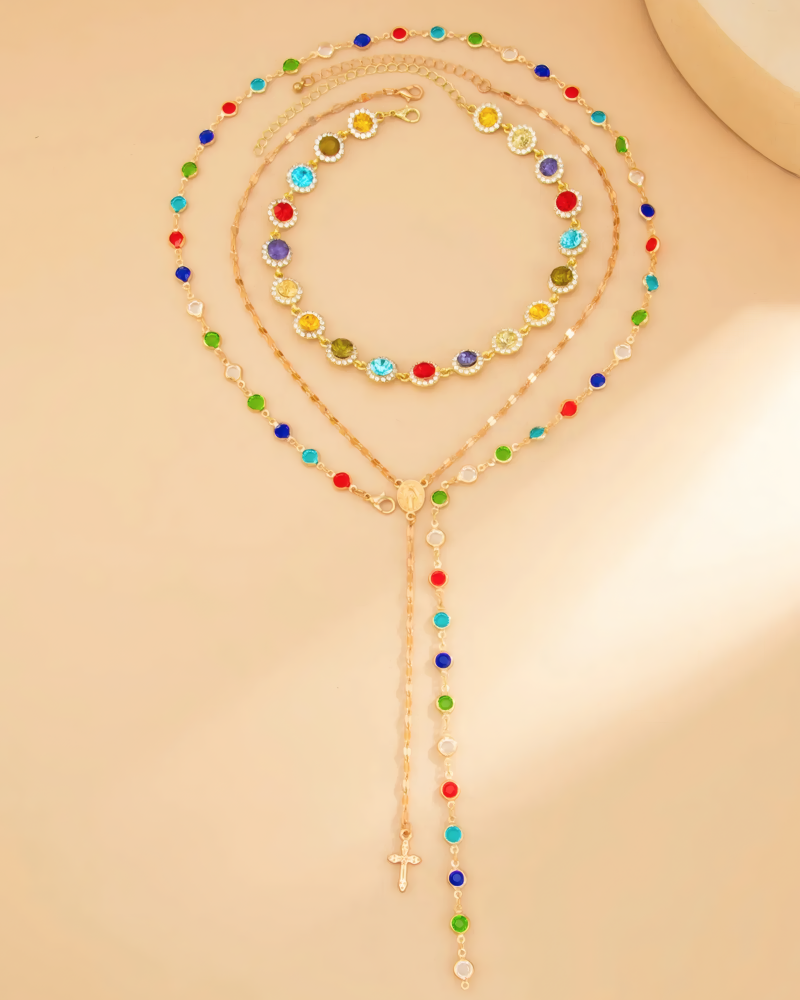 Sacred Layer Rosary Necklace Set