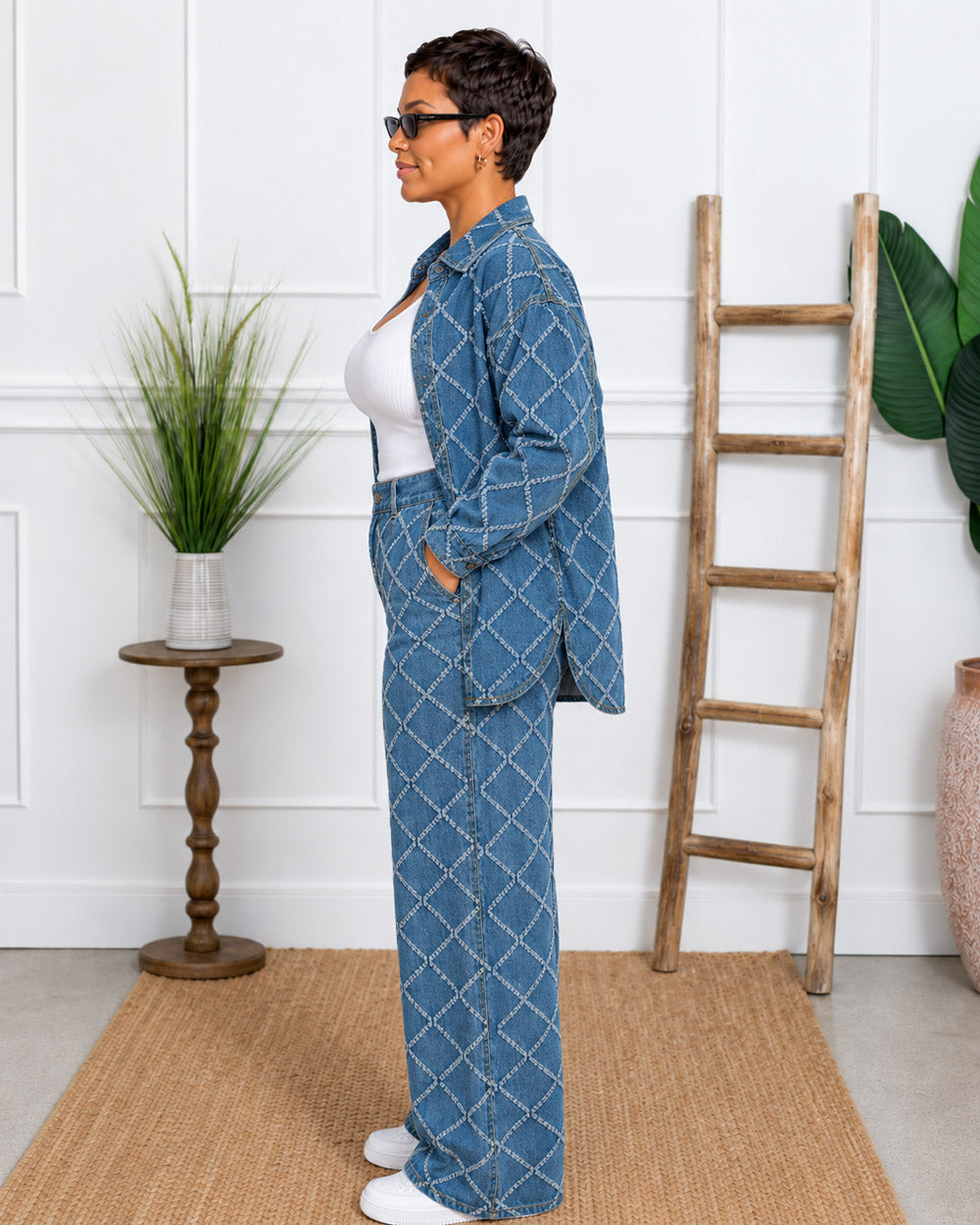 Absolute Need Washed Denim Pant Set