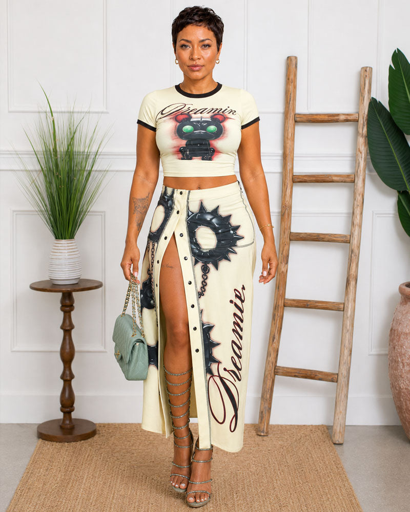 After Dark Graphic Maxi Skirt Set