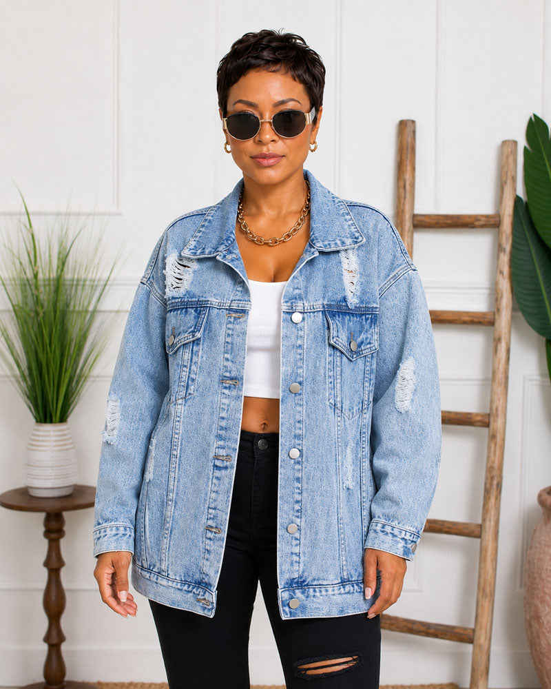 After Hours Distressed Denim Jacket