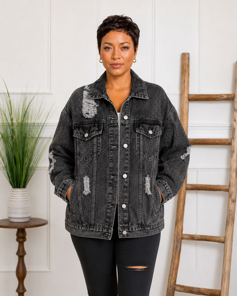 After Hours Distressed Denim Jacket