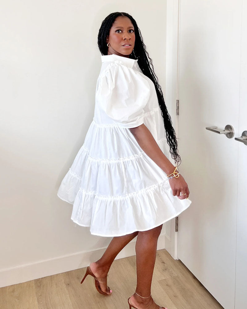 Angel Puff Sleeve Babydoll Dress