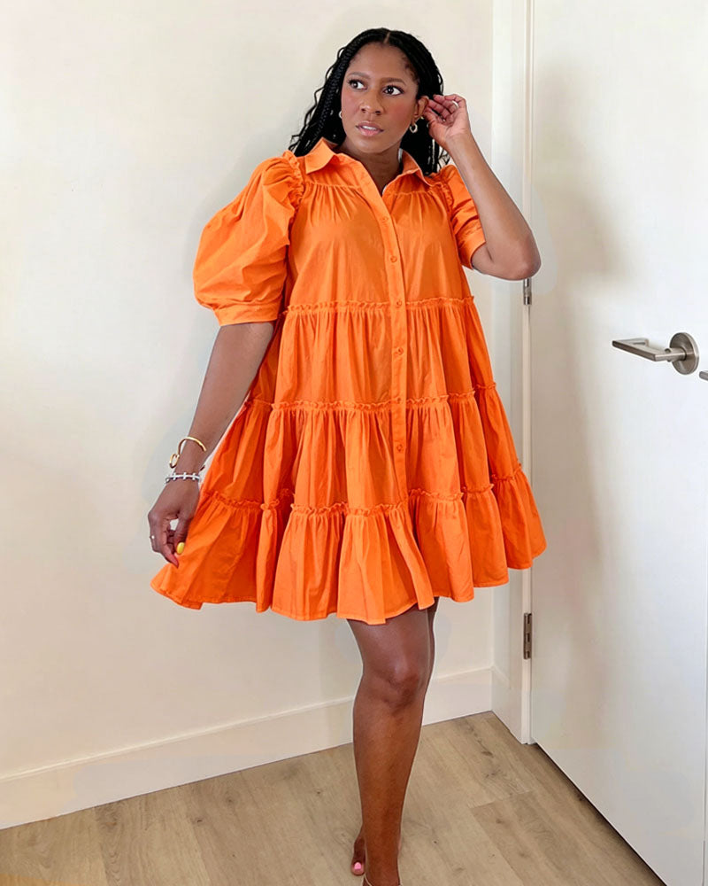 Angel Puff Sleeve Babydoll Dress