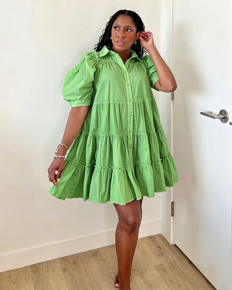 Angel Puff Sleeve Babydoll Dress