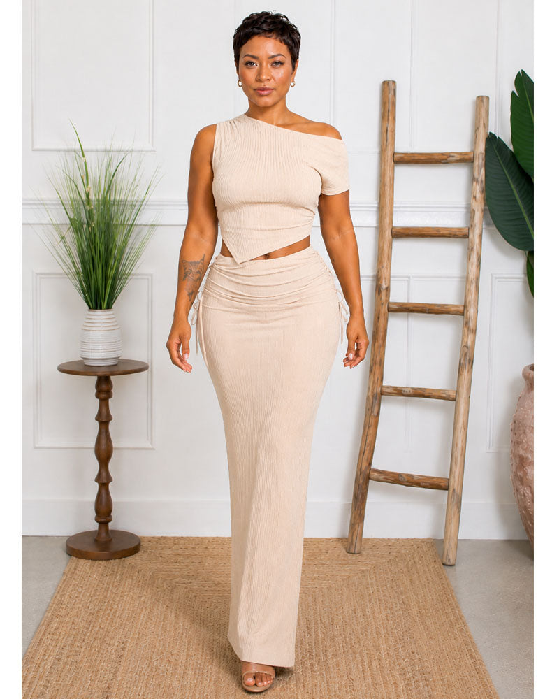 Asymmetrical Crop Tee & Mermaid Skirt Set