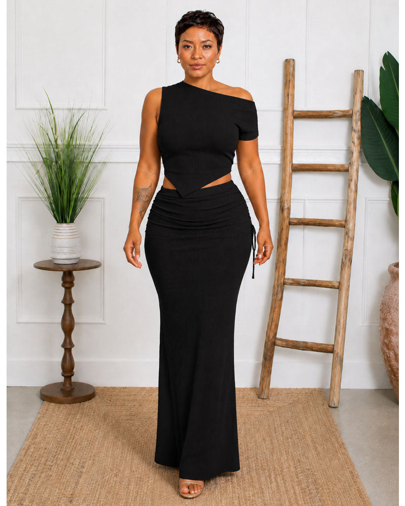 Asymmetrical Crop Tee & Mermaid Skirt Set