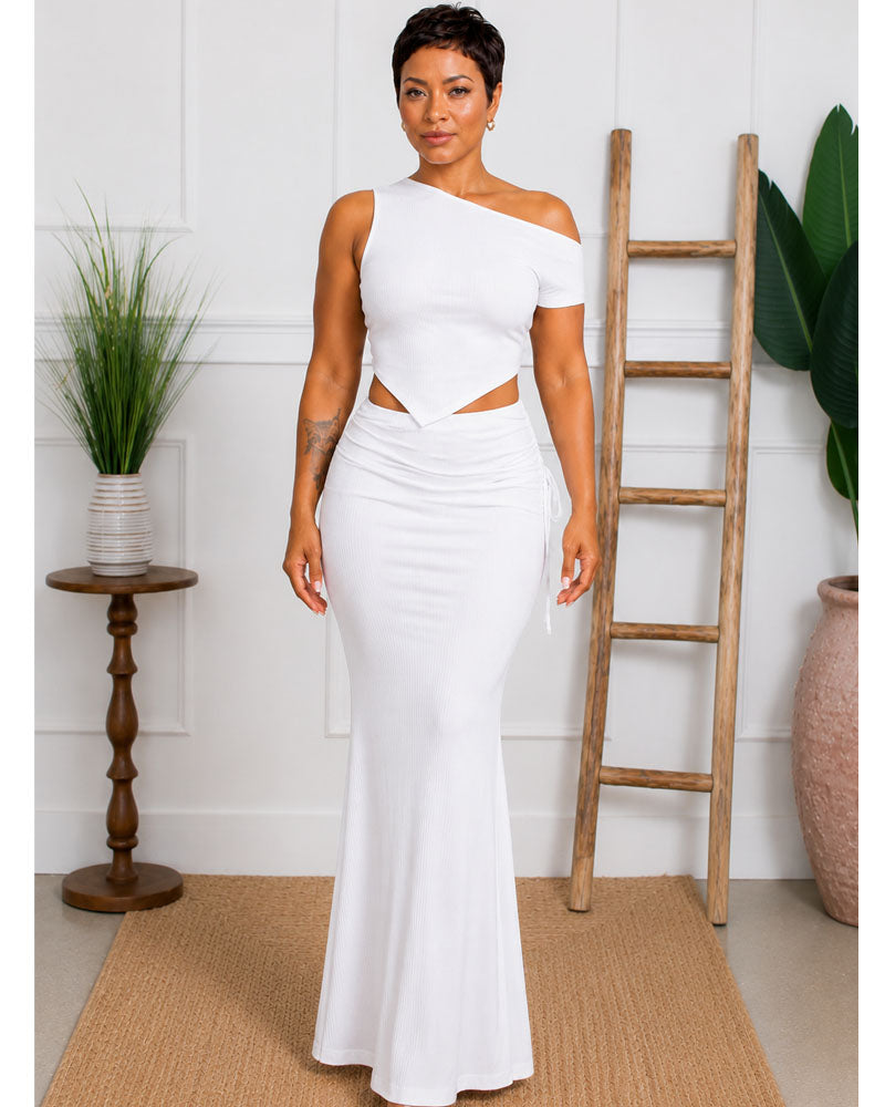Asymmetrical Crop Tee & Mermaid Skirt Set