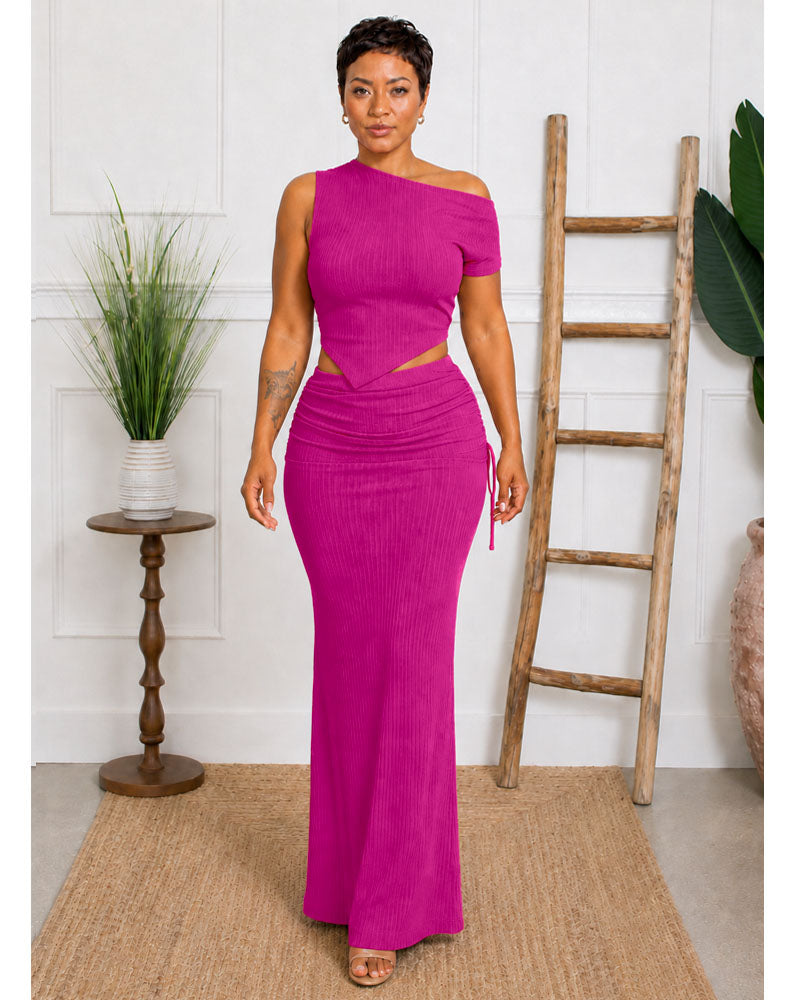 Asymmetrical Crop Tee & Mermaid Skirt Set