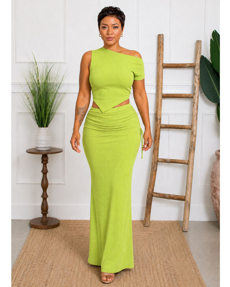 Asymmetrical Crop Tee & Mermaid Skirt Set