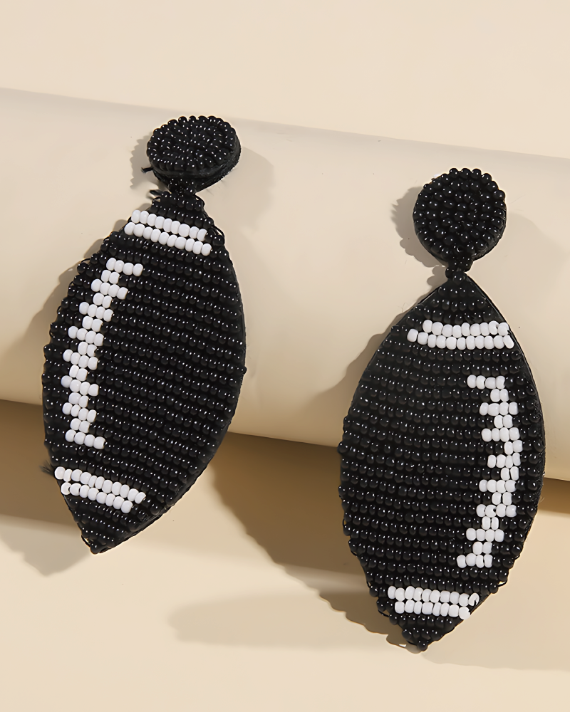 Beaded Football Earrings