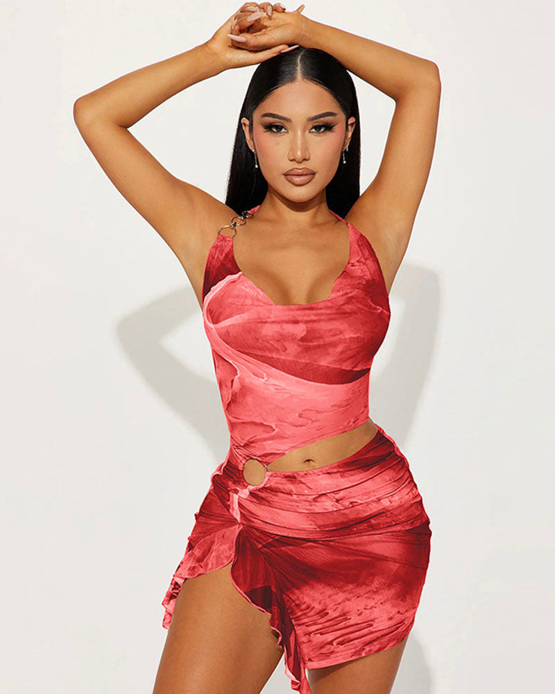BURNIN UP COWL NECK MINI DRESS