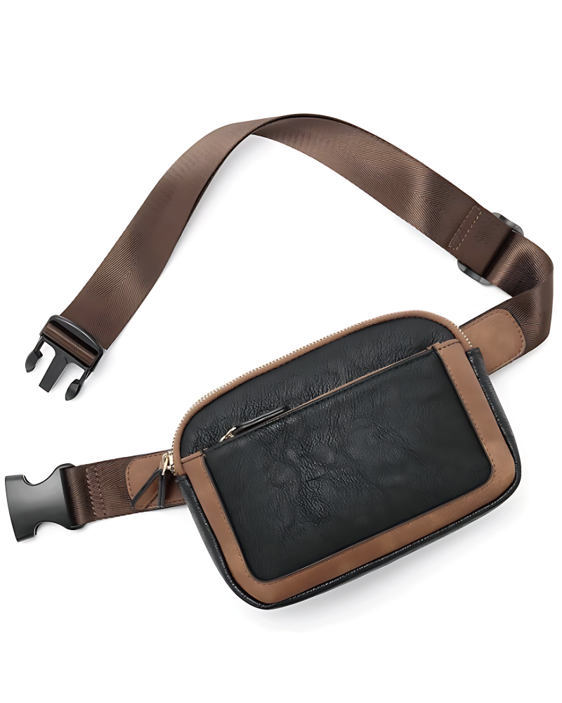 Triple Zip Vegan Leather Sling Bag