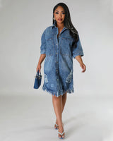 Baddie Drip Distressed Denim Dress