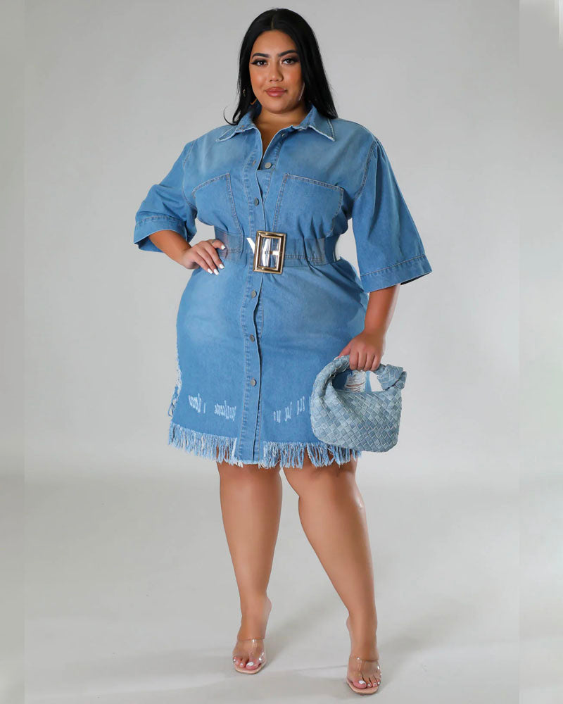 Baddie Drip Distressed Denim Dress