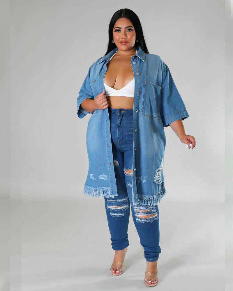 Baddie Drip Distressed Denim Dress