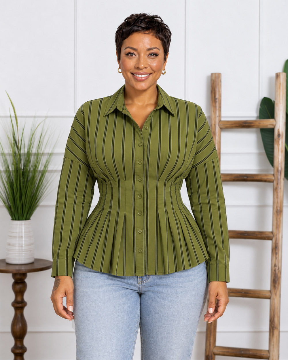 Between the Lines Striped Peplum Shirt