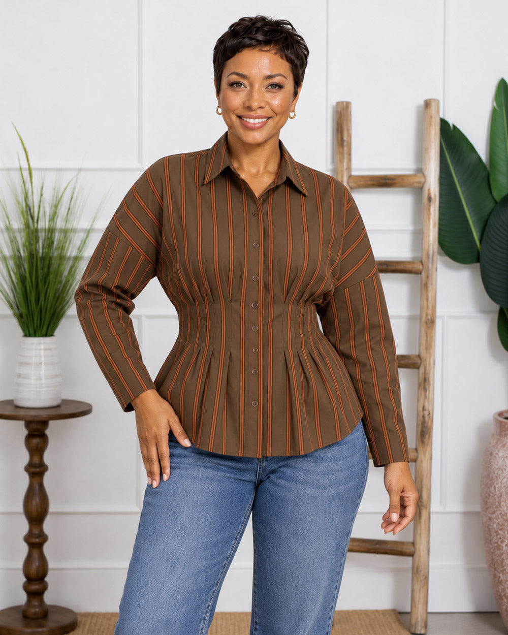 Between the Lines Striped Peplum Shirt