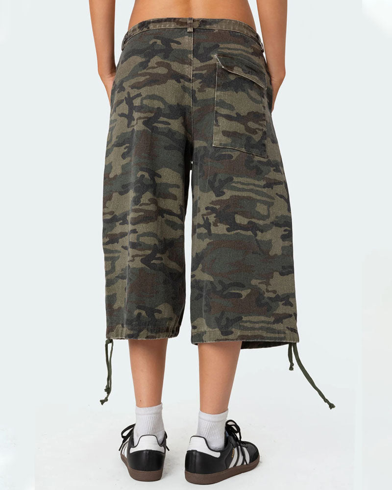 Camo Cargo Bermuda Denim Shorts