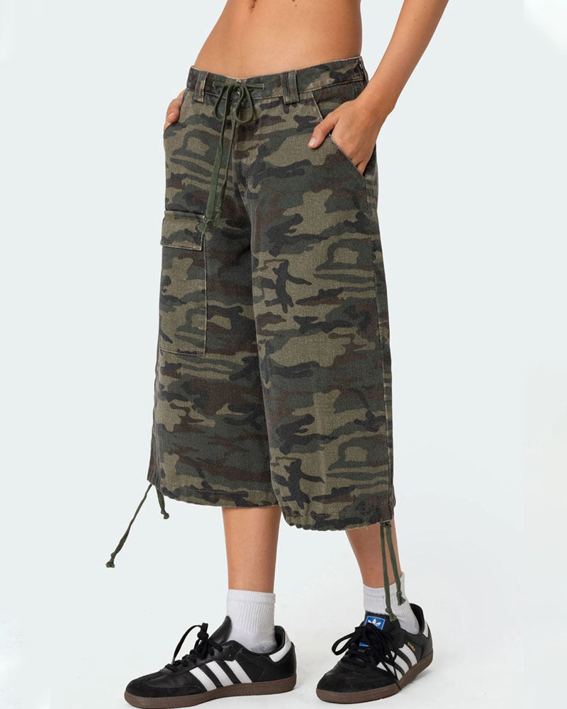 Camo Cargo Bermuda Denim Shorts