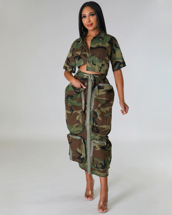 Operation Baddie Camo Cargo Skirt