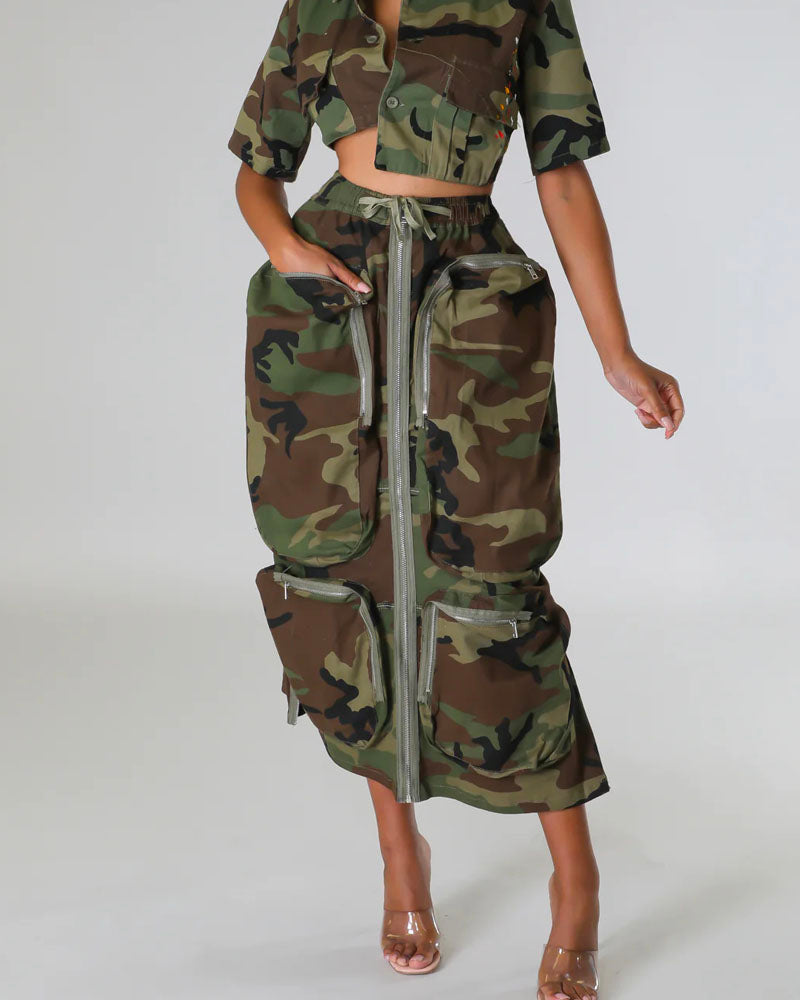 Operation Baddie Camo Cargo Skirt