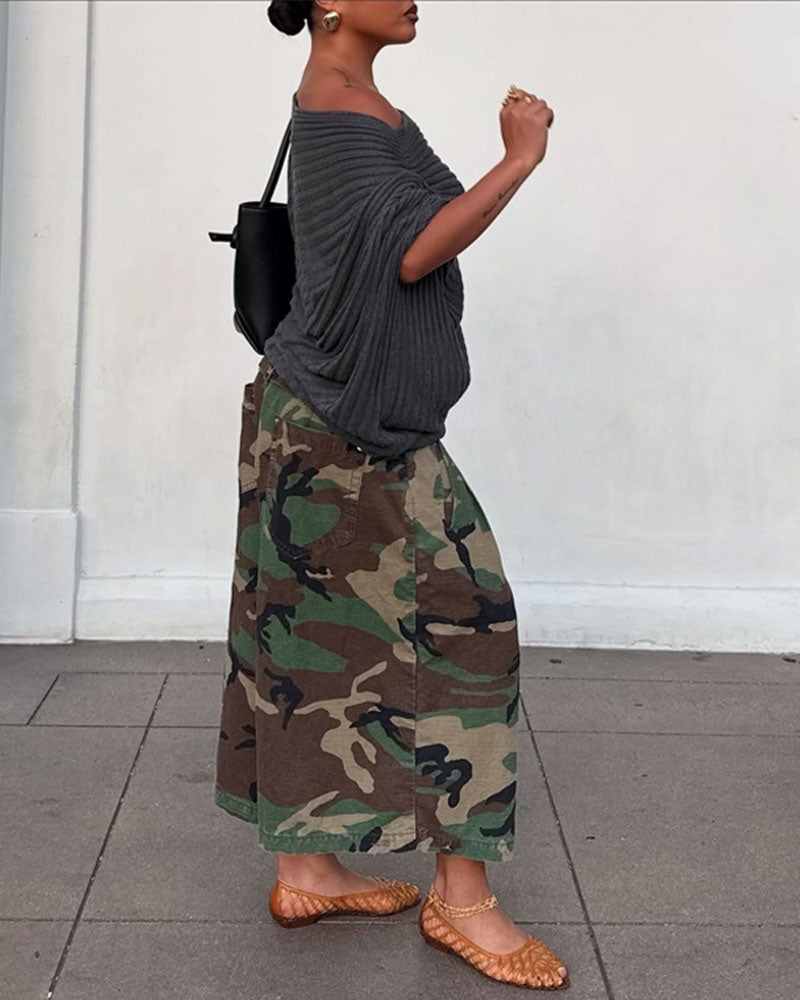 Camo Wide-Leg Capris