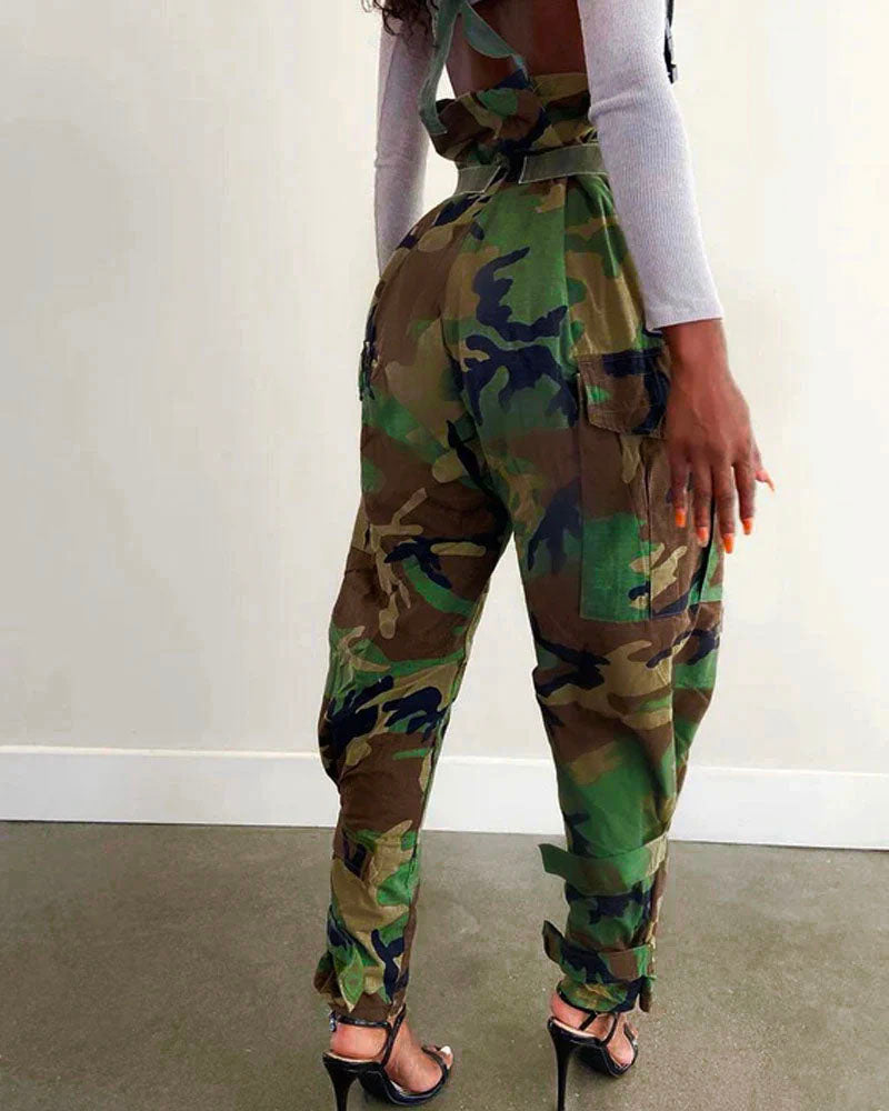 Cargo Camo High Waist Overall