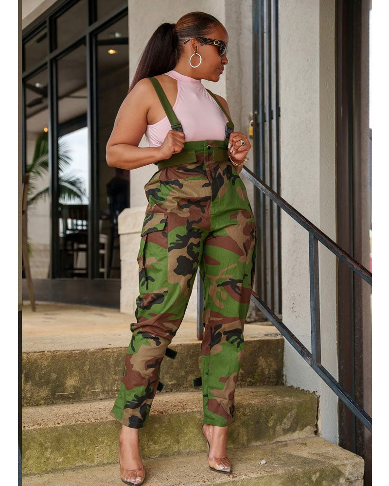 Cargo Camo High Waist Overall