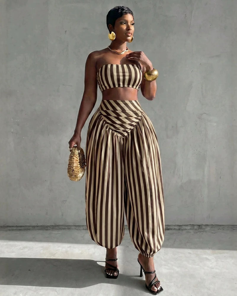 Center Stage Striped Balloon Pant Set
