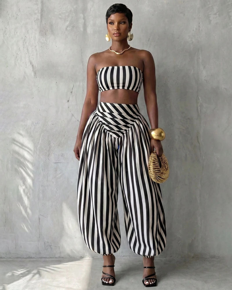 Center Stage Striped Balloon Pant Set