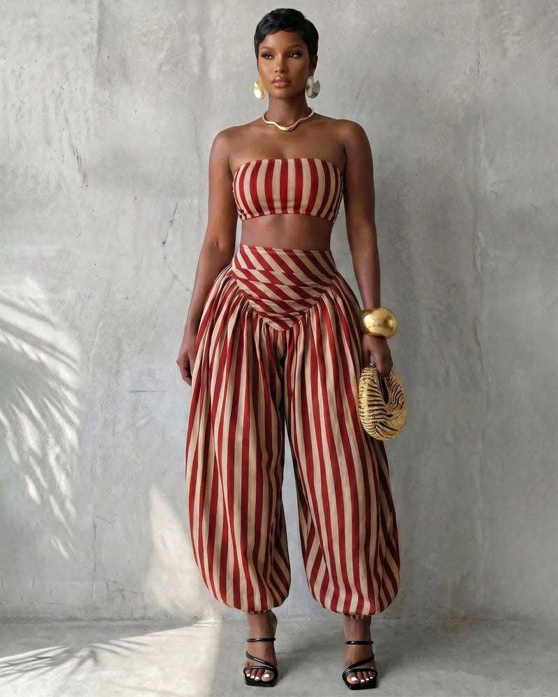 Center Stage Striped Balloon Pant Set